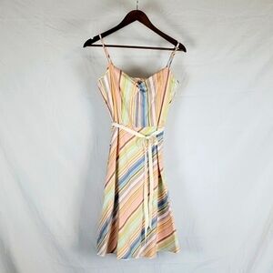 Trina Turk Multicolored Rainbow‎ Striped A-line Midi Dress